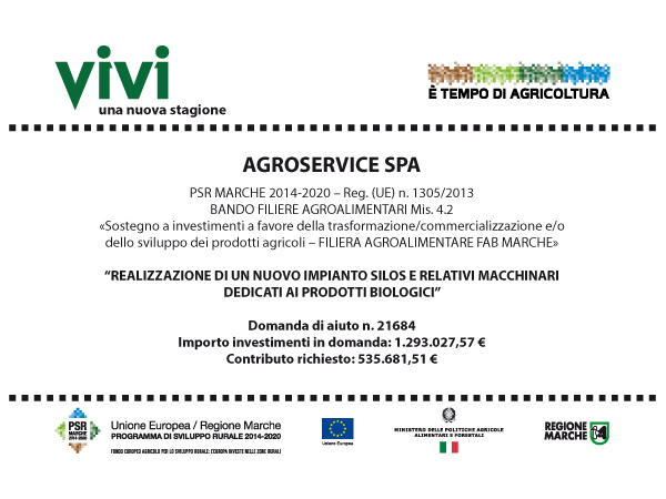 Realizzazione di un nuovo impianto silos e relativi macchinari dedicati ai prodotti biologici